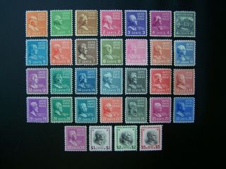 Us Stamps 1938 Year " Presidential Issue " Complete Set,  Scott 803 - 834.  Og,  Mnh