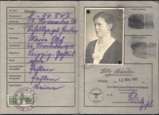 Germany Nazi Era Document Local Police Revenue Leipzig 1941 Id Card Fiscal