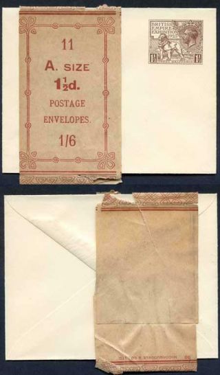 Ep67 Kgv 1 1/2d 1925 Wembley Post Office Envelope With Wrapper