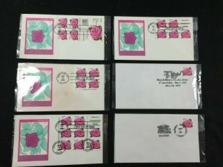 Treasure Coast Tcstamps 6x Pink Coral Rose Fdc First Day Issue Covers 723