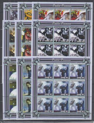 E301.  9x Mozambique - Mnh - 2001 - Painting - Pablo Picasso - Full Sheet
