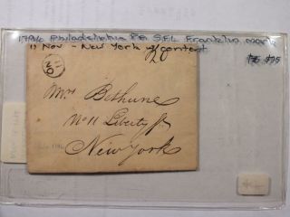 Us Stampless Folded Letter 1796 Philadelphia Pa To York Franklin Mark