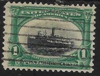 Xsb052 Scott 294 Us Stamp 1901 1c Fast Lake Navigation Boat Steamer