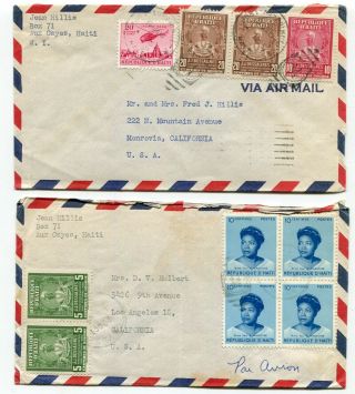Dh - Haiti 1955 Airmail Rate Covers - Sent To Usa - 2 -