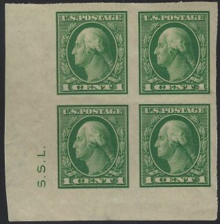 Us Stamps - Sc 408 - Block Of 4 - Mnh - W/engravers Initials,  S.  S.  L.  (b - 207)