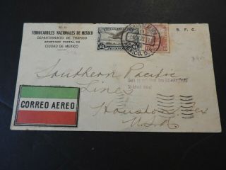 Mexico To Us Texas Sent By Rail Sc 639 C4 1928 Airmail Cover Lot 128