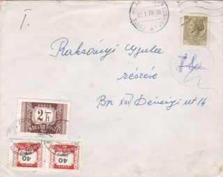 Uncommon 1970 Italy Cover Posted To Hungary Tied With Postage Due Stamps 58