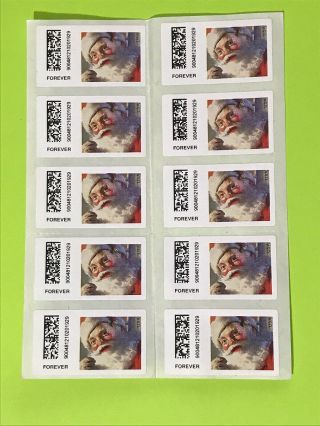 Usps Book Of 10 Forever Stamps Face Value $5.  50 Christmas Santa