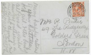 1921 British Post Office Constantinople Kgv 2d Orange Ppc - London Gb Sg368