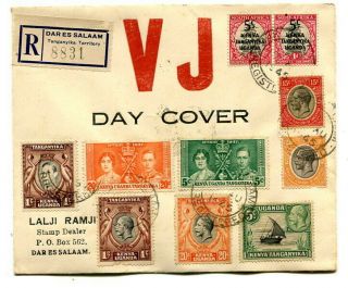 Kenya,  Uganda & Tanganyika 1945 15 Aug Multi - Stamp “v J Day” Locally Cover