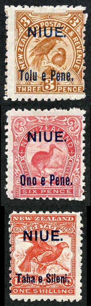 Niue Sg13/6 1903 Set Of 3 Fresh M/mint (hinge Remainder)