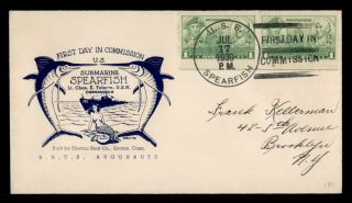 Dr Who 1939 Uss Spearfish Navy Submarine First Day In Commission Pair C130726