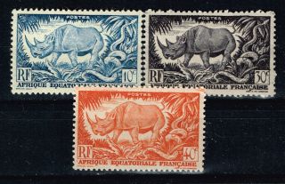 French Equatorial Africa Colonial Wild Animals Rhinoceros And Serpent Set 1957