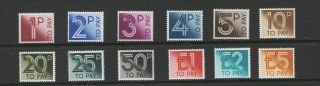 1982 Gb Postage Due Complete Set Of 12 Muh