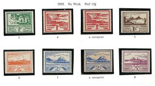 Jersey German Occupation 1943 Pictorial Issues Sg 3 - 8,  4a,  7a On Newsprint Mnh