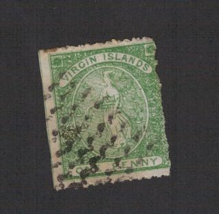Virgin Islands 1867 - 70.  Sg.  10.  1d Yellow Green ? See Pictures