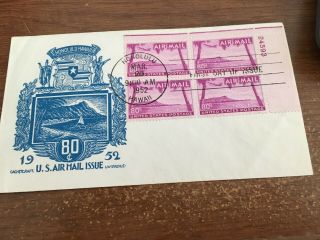 1952 First Day Cover – 80c Hawaii Air Mail Stamps - Cachetcraft