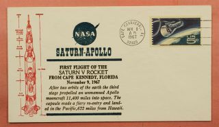 1967 Apollo 4 Saturn 5 Rocket Launch Cape Canaveral Fl Raised Print Cachet