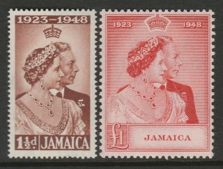 Jamaica 1948 George Vi Royal Silver Wedding Sg 143 - 144 Mnh.