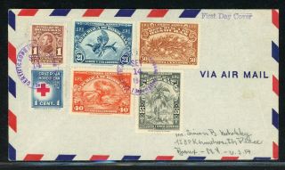 Honduras Postal History: Lot 120 1943 Reg Censor Fdc Scott C136 - C139 $$$