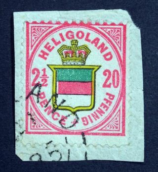 Heligoland 1885 Sc.  21c/mi.  18e 2½ Pence/20 Pfennig,  On Piece