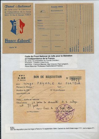 France 1944/46 Ffi Certificate Un Liberation Documents (mt394