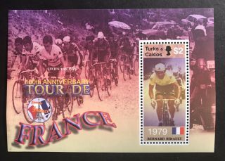 Turks & Caicos 100th Anv Tour De France Souvenir Sheet 2003 Mnh Hinault Stamps