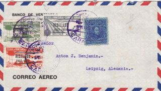 Venezuela 1938 Caracas To Leipzig Airmail Cover Vgc