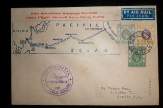 Hong Kong Imperial Airways First Flight Cover To Philippines