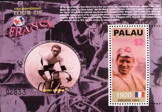 Palau Tour De France Souvenir Sheet 2003 Mnh 100th Anniversary Cycling Stamps