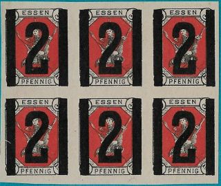 , 1887 Essen Nrw Germany 2pf On 5pf Postman On Insect Private Post Imperf.  Block