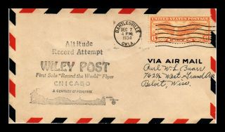 Dr Jim Stamps Us Altitude Record Attempt Wiley Post Air Mail Event Cover 1934