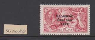 Gb Ovpt Ireland Eire Stamps King George V 5/ - Seahorse Sg 84 Issue Mounted