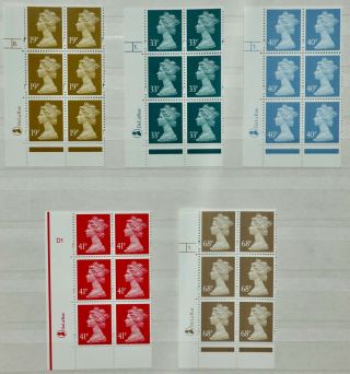 Gb De La Rue Print Decimal Machin Definitives 5 X Cylinder Blocks U/m 19p - 68p