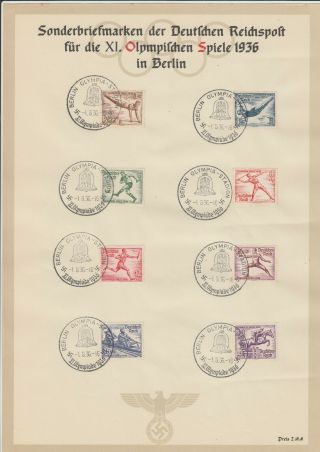 Document Olympic Games Berlin 1936,  Very Fine Not Bended