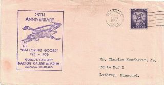 1958 Alamosa,  Colorado Cover W 25th Anniv.  Galloping Goose Railway Museum Cachet
