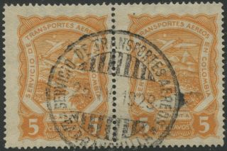 Colombia Scadta 1923 Airmail Stamp Pair | Scott C38 | 5c.