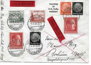 Germany Postal History 3rd Reich Express Cover Addr Bochum Canc Osterholz Yr 