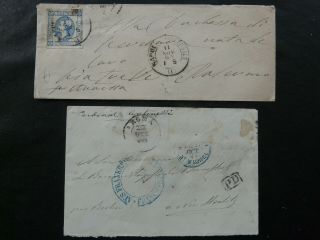 Italy 2 Early Covers,  Naples - Palermo 1863 & Rome - Germany 1882?