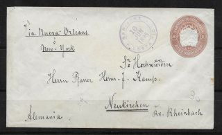 L2500 Costa Rica 1895 Cover To Germany Via Nueva Orleans Or York