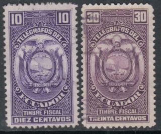 Ecuador Telegraph Stamps 76 79 10c 30c 1938 Cv $7