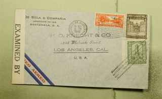 Dr Who 1942 Guatemala Slogan Cancel Airmail To Usa Wwii Censored E49005