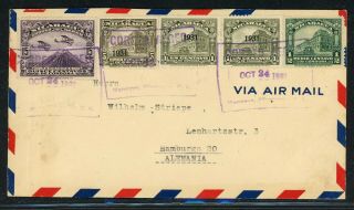Nicaragua Postal History: Lot 281 1931 Multifranked Air Managua - Hamburg $$$