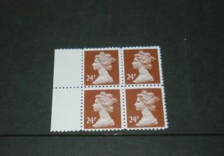 Gb Qeii Decimal Machin Postal Forgery 24p Value In Marginal Block Of 4