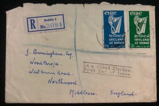1953 Dublin Ireland First Day Cover Fdc To Northwood England