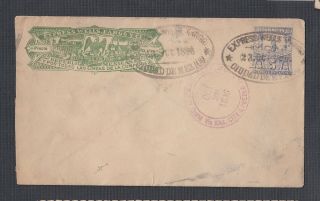 Mexico 1896 5c Wells Fargo Ps Cover Mexico City Via Kansas City & Pueblo