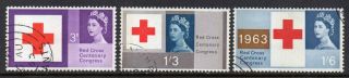 Gb Qeii 1963 Red Cross - Phosphor Set Sg 642p - 644p