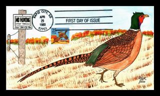 Dr Jim Stamps Us Ring Necked Pheasant Hand Painted First Day Cover