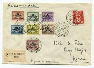 Vatican City 1939 Overprinted Stamps - Registered Cover - Sent To Rome - No Flap