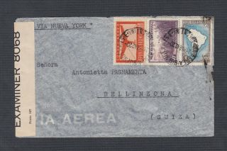 Argentina 1932 Wwii Censored Airmail Cover Buenos Aires To Switzerland